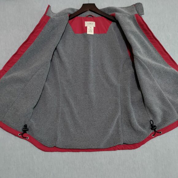 L.L. Bean Womens Large Vest Red Gray Fleece Lined Zip Up Pockets 0 WY09 - Picture 7 of 12